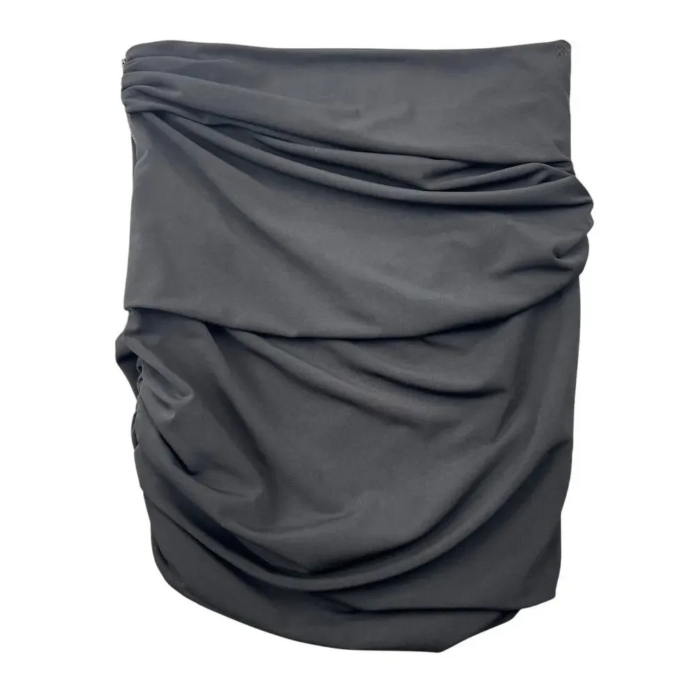 Elizabeth and James Black Ruched Mini Skirt Stretch Bodycon Glam Clubwear - S